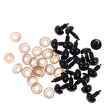 Maxbell 100 Pieces 6-12mm 5 Sizes Solid Black Plastic Safety Eyes for Teddy Bears Soft Animal Toys Kids Craft