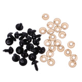 Maxbell 100 Pieces 6-12mm 5 Sizes Solid Black Plastic Safety Eyes for Teddy Bears Soft Animal Toys Kids Craft