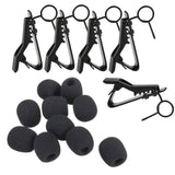 Maxbell 10 Pieces Sponge Foam Lapel Mic Windsceen Covers With 5 Pieces Metal Tie Crocodile Clips for Lavalier Microphone Parts