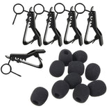 Maxbell 10 Pieces Sponge Foam Lapel Mic Windsceen Covers With 5 Pieces Metal Tie Crocodile Clips for Lavalier Microphone Parts