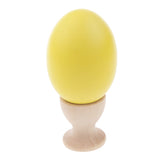 Maxbell Wooden Easter Simulated Egg w/ Stand Home Decor Kids Pretend Play Toy Gift Yellow