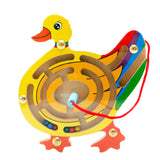 Maxbell Wooden Puzzles Magnet Beads Slot Maze Board Game Magnetic Pen Labyrinth-Duck Eduactional Handcraft Toys