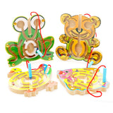 Maxbell Wooden Puzzles Magnet Beads Slot Maze Board Game Magnetic Pen Labyrinth-Duck Eduactional Handcraft Toys
