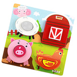 Maxbell Set of Colorful Farm Animals Chunky Wooden Puzzle Blocks Jigsaw Kids Baby Brain Teasers Educational Creative Toy Gift