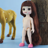 Maxbell Lovely 16cm Ball Jointed Girl Doll Nude Body DIY Parts Brown Hair with Bangs