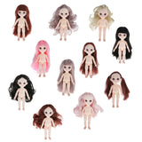 Maxbell Lovely 16cm Ball Jointed Girl Doll Nude Body DIY Parts Brown Hair with Bangs