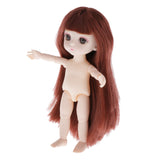 Maxbell Lovely 16cm Ball Jointed Girl Doll Nude Body DIY Parts Brown Hair with Bangs