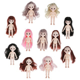 Maxbell Lovely 16cm Ball Jointed Girl Doll Nude Body DIY Parts Brown Hair with Bangs