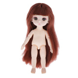 Maxbell Lovely 16cm Ball Jointed Girl Doll Nude Body DIY Parts Brown Hair with Bangs