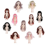 Maxbell Lovely 16cm Ball Jointed Girl Doll Nude Body DIY Parts Brown Hair with Bangs