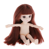 Maxbell Lovely 16cm Ball Jointed Girl Doll Nude Body DIY Parts Brown Hair with Bangs