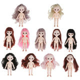 Maxbell Lovely 16cm Ball Jointed Girl Doll Nude Body DIY Parts Brown Hair with Bangs