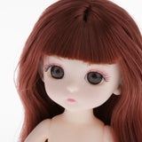 Maxbell Lovely 16cm Ball Jointed Girl Doll Nude Body DIY Parts Brown Hair with Bangs