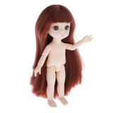 Maxbell Lovely 16cm Ball Jointed Girl Doll Nude Body DIY Parts Brown Hair with Bangs