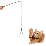 Maxbell Pet Kitten Cat Toy Dangler Rod Roped Teaser Toy w/ Bell and Natural Feather