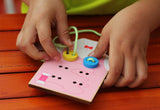 Maxbell Kids Wooden Threading Button Beads Lacing Board Toy Pink