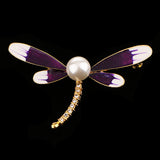 Maxbell Women Dragonfly Rhinestone Pearl Brooch Pin Clothe Accessories Jewelry Gifts