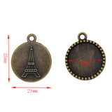 Maxbell 50pcs Eiffel tower Blank Bezel Pendant Base Settings for Jewelry 18mm