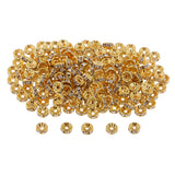 Maxbell 200Pcs 8mm Gold Plated Rhinestone Rondelle Spacer Beads for jewelery Making