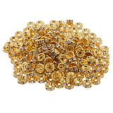Maxbell 200Pcs 8mm Gold Plated Rhinestone Rondelle Spacer Beads for jewelery Making