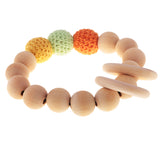 Maxbell Wood Crochet Round Beads Ring Bracelet Teether Baby Grasping Nursing Toy 4