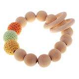 Maxbell Wood Crochet Round Beads Ring Bracelet Teether Baby Grasping Nursing Toy 4