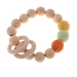 Maxbell Wood Crochet Round Beads Ring Bracelet Teether Baby Grasping Nursing Toy 4