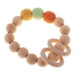 Maxbell Wood Crochet Round Beads Ring Bracelet Teether Baby Grasping Nursing Toy 4