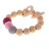 Maxbell Wood Crochet Round Beads Ring Bracelet Teether Baby Grasping Nursing Toy 3