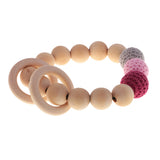 Maxbell Wood Crochet Round Beads Ring Bracelet Teether Baby Grasping Nursing Toy 3