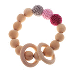 Maxbell Wood Crochet Round Beads Ring Bracelet Teether Baby Grasping Nursing Toy 3