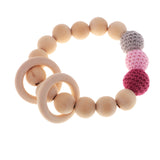 Maxbell Wood Crochet Round Beads Ring Bracelet Teether Baby Grasping Nursing Toy 3