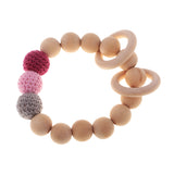 Maxbell Wood Crochet Round Beads Ring Bracelet Teether Baby Grasping Nursing Toy 3