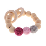 Maxbell Wood Crochet Round Beads Ring Bracelet Teether Baby Grasping Nursing Toy 3