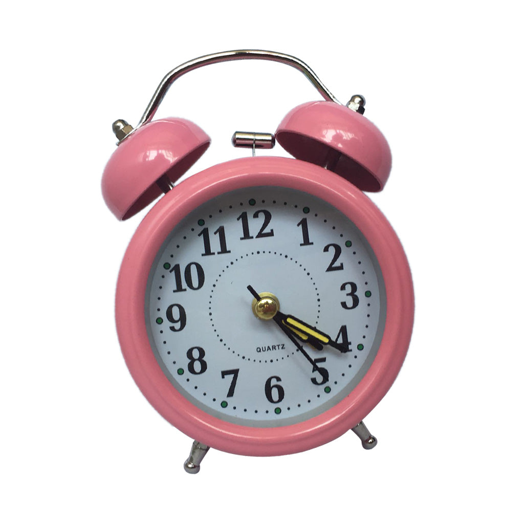 Maxbell Digital 3D Twin Bell Clock Chime Clock Loud Alarm Clock Battery Power 3inch Pink