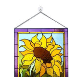 Maxbell Stained Glass Rectangle Window Panel Suncatcher Wall Decor Sunflower