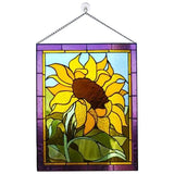 Maxbell Stained Glass Rectangle Window Panel Suncatcher Wall Decor Sunflower