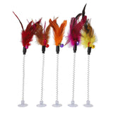 Maxbell Cat Teaser Wand 5PC Wire Spring Cat Toy with Feather and Bell Sucker Style2