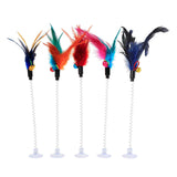 Maxbell Cat Teaser Wand 5PC Wire Spring Cat Toy with Feather and Bell Sucker Style2