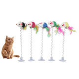 Maxbell Cat Teaser Wand 5PC Wire Spring Cat Toy with Feather and Bell Sucker Style1