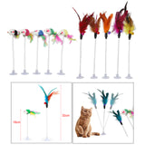 Maxbell Cat Teaser Wand 5PC Wire Spring Cat Toy with Feather and Bell Sucker Style1