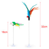 Maxbell Cat Teaser Wand 5PC Wire Spring Cat Toy with Feather and Bell Sucker Style1