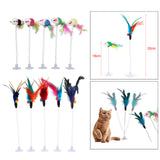 Maxbell Cat Teaser Wand 5PC Wire Spring Cat Toy with Feather and Bell Sucker Style1