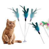 Maxbell Cat Teaser Wand 5PC Wire Spring Cat Toy with Feather and Bell Sucker Style1