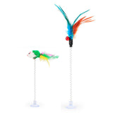 Maxbell Cat Teaser Wand 5PC Wire Spring Cat Toy with Feather and Bell Sucker Style1