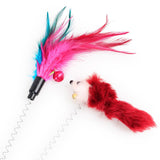 Maxbell Cat Teaser Wand 5PC Wire Spring Cat Toy with Feather and Bell Sucker Style1