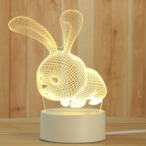 Maxbell Fashion Desk 3D LED USB Night Light Creative Bedroom Table Lamp Gift Rabbit