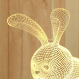 Maxbell Fashion Desk 3D LED USB Night Light Creative Bedroom Table Lamp Gift Rabbit