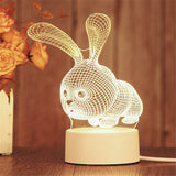 Maxbell Fashion Desk 3D LED USB Night Light Creative Bedroom Table Lamp Gift Rabbit