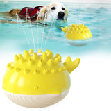 Maxbell Dog Bath Toy Water Spray Whale Induction Sprinkler Teething Play Toys Yellow